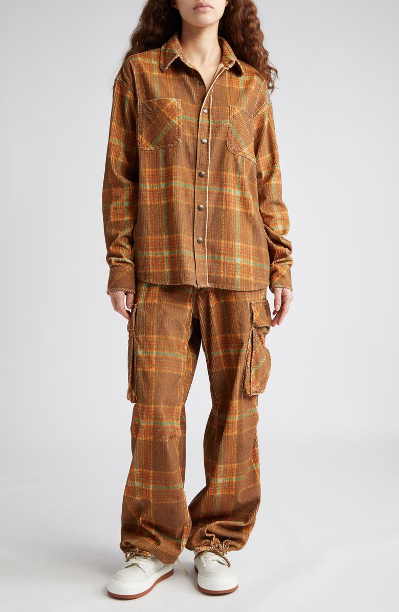 ERL Gender Inclusive Plaid Corduroy Overshirt, Alternate, color,