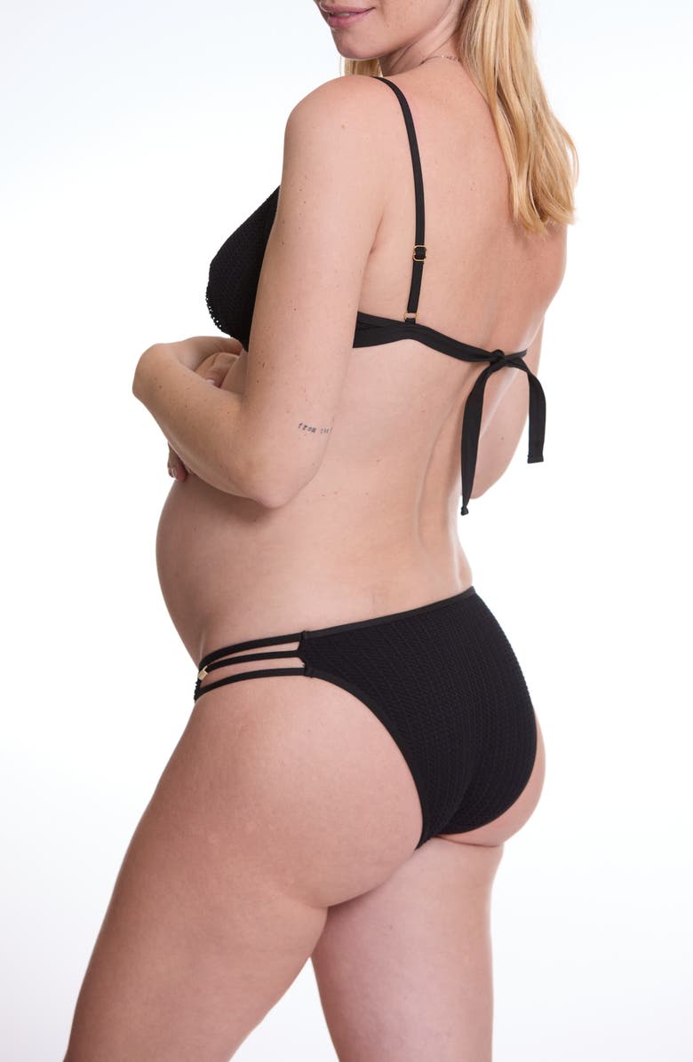 Cache Coeur Milos Triangle Maternity Bikini, Alternate, color, Black