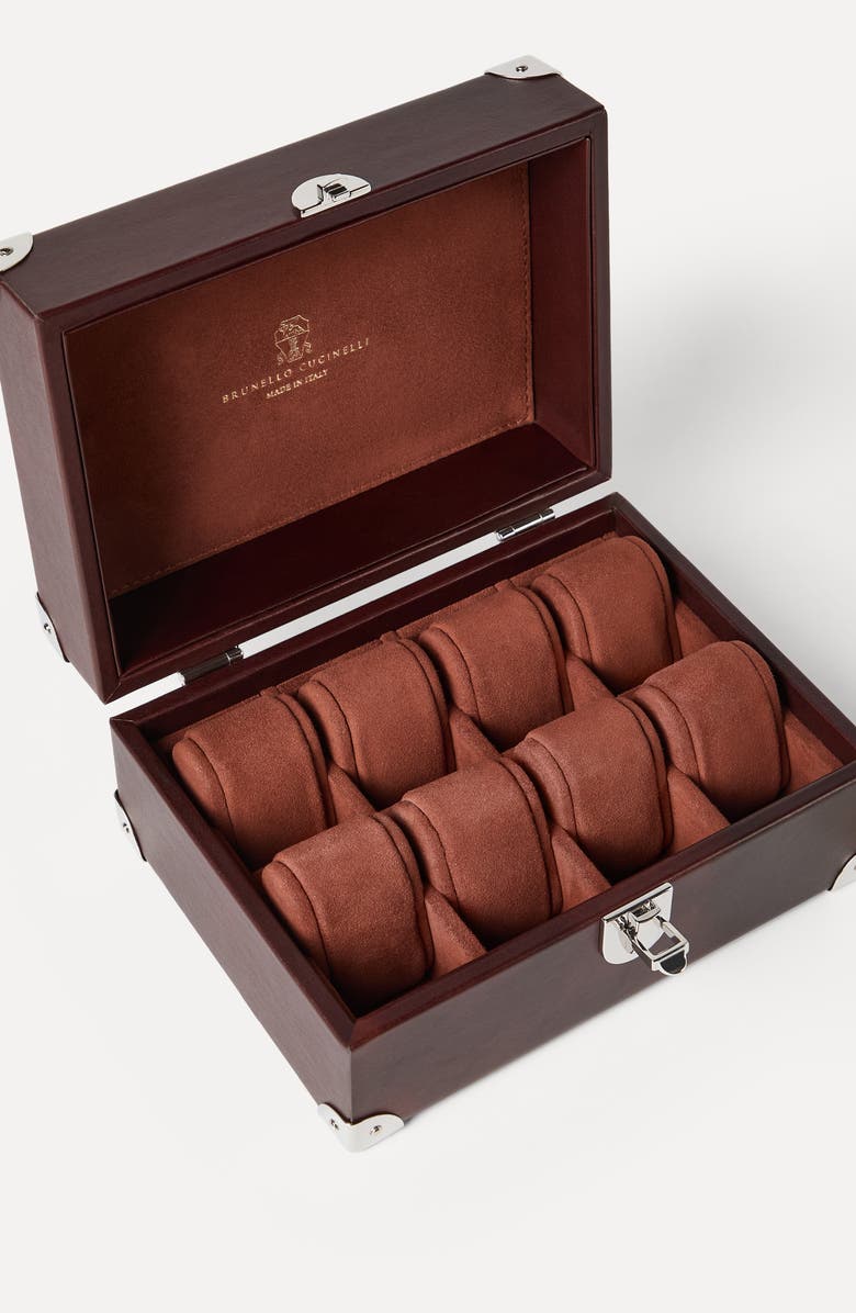 Brunello Cucinelli Calfskin glasses organizer, Alternate, color, White