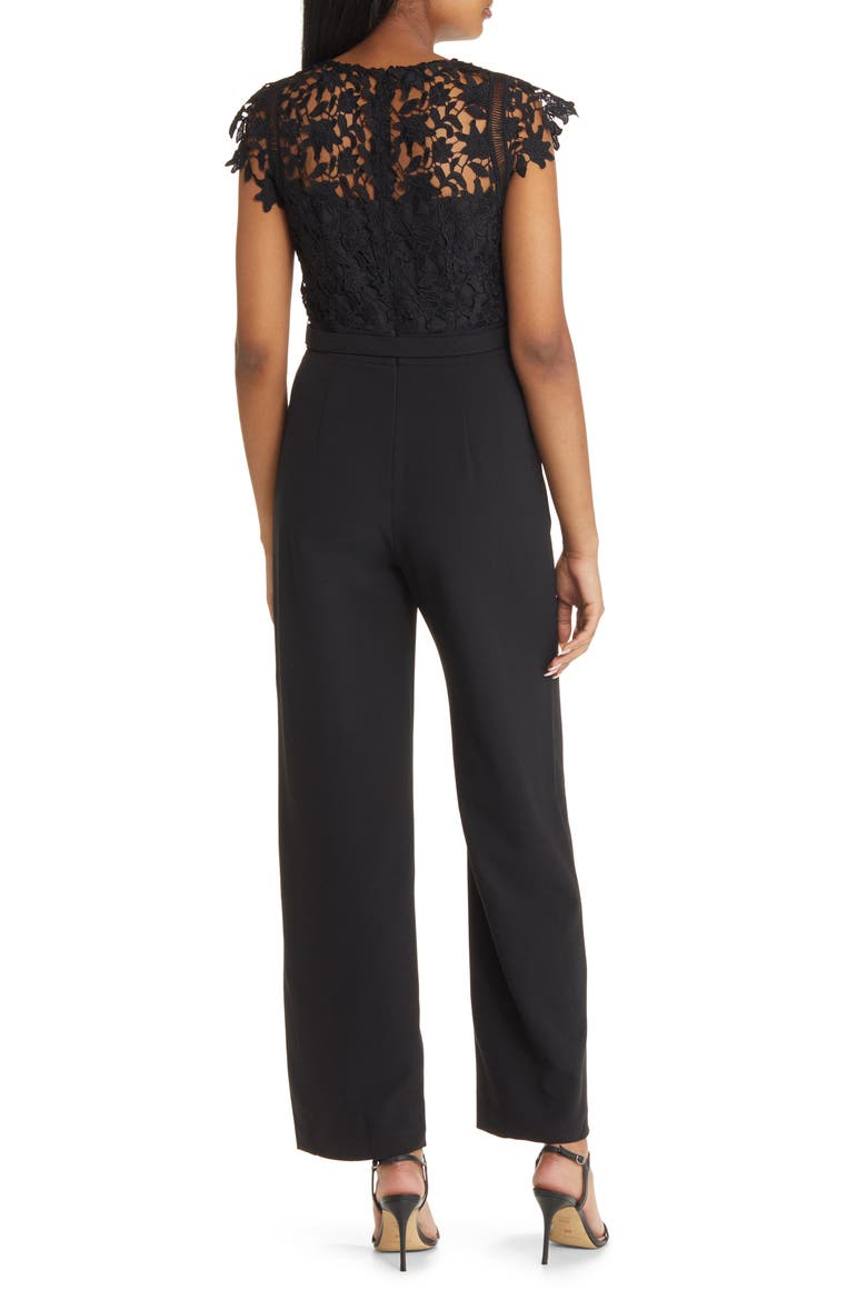 Lace Bodice Jumpsuit, Alternate, color, BLACK