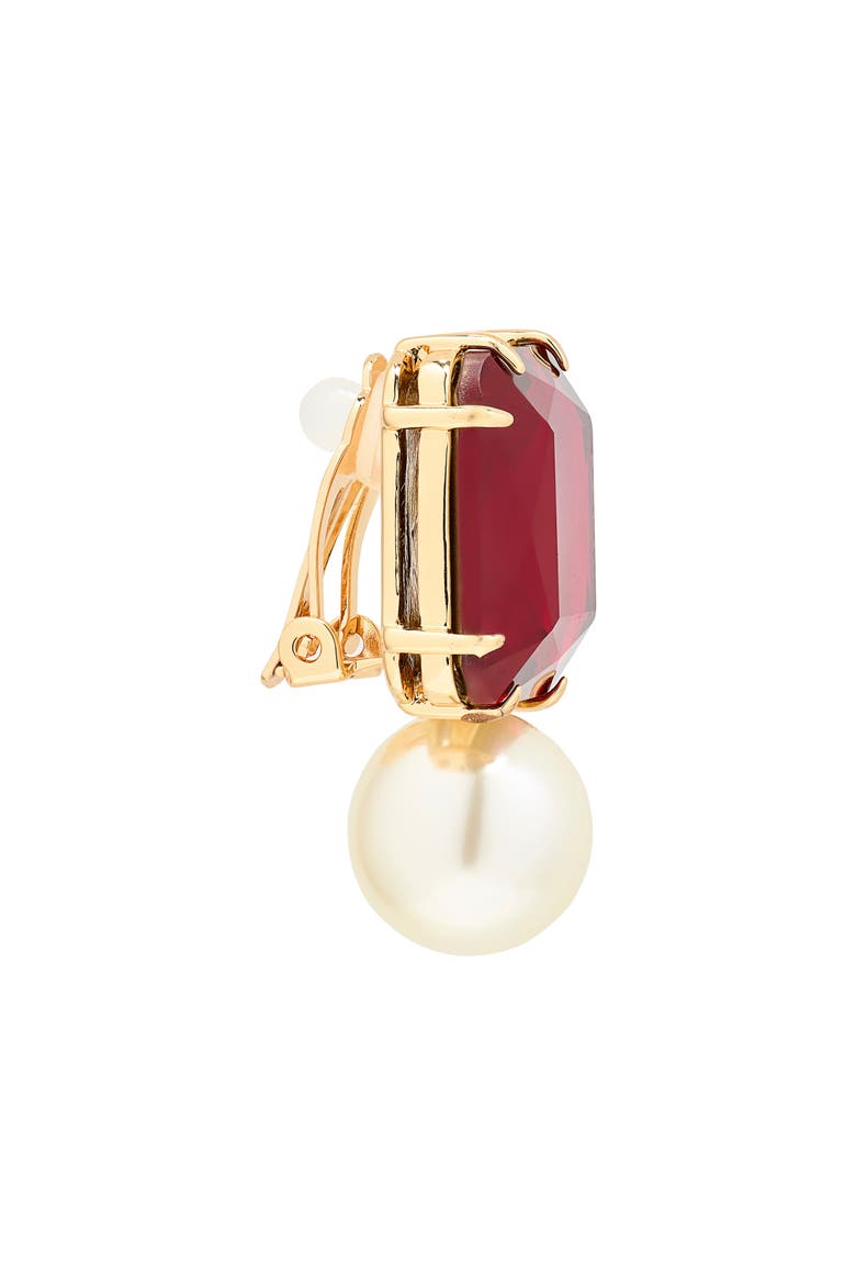 Crystal & Faux Pearl Earrings, Alternate, color, CRANBERRY