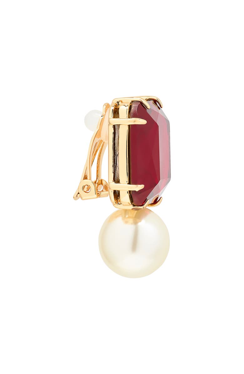 Carolina Herrera Crystal & Faux Pearl Earrings, Alternate, color, Cranberry