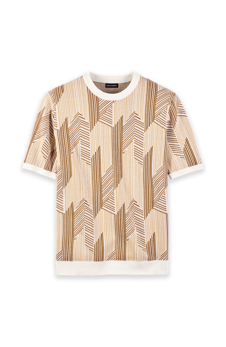 Paul Fredrick Cotton Crewneck Sweater Short Sleeve, Main, color, Ivory