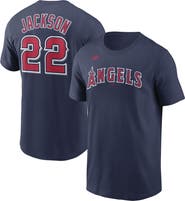 Nike Men's Nike Bo Jackson Navy California Angels Cooperstown Collection Name & Number T-Shirt
