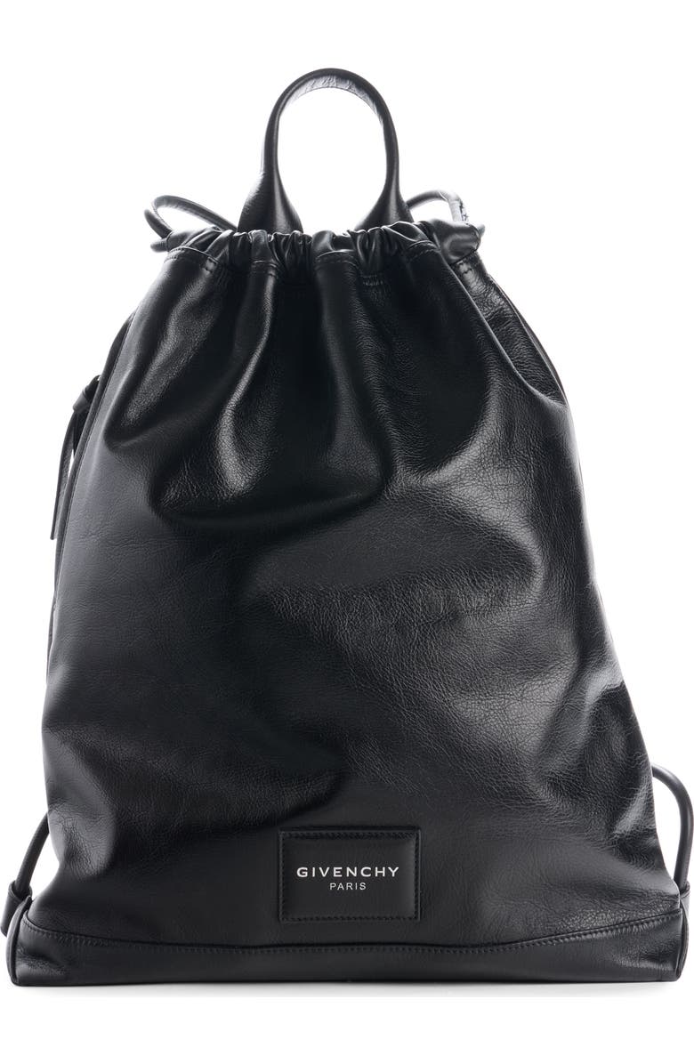 Givenchy Leather Drawstring Backpack, Main, color, Black