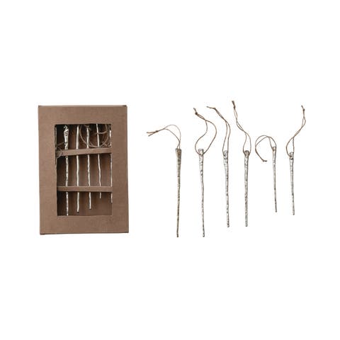 6-Piece Mercury Glass Icicle Ornament Set