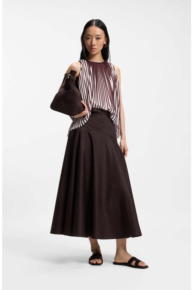 Vusola Stretch Cotton Maxi Skirt, Alternate, color, CAVE BROWN