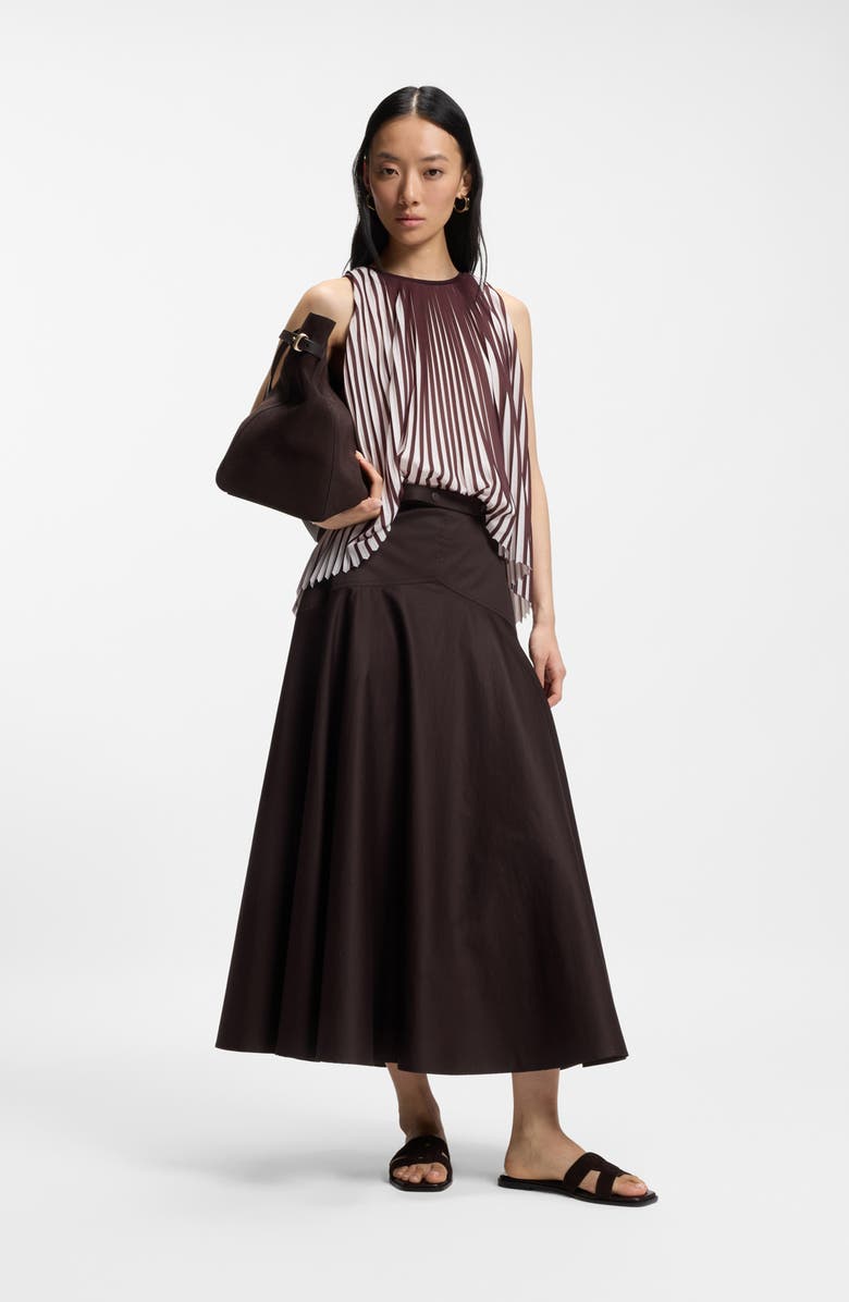 BOSS Vusola Stretch Cotton Maxi Skirt, Alternate, color, Cave Brown