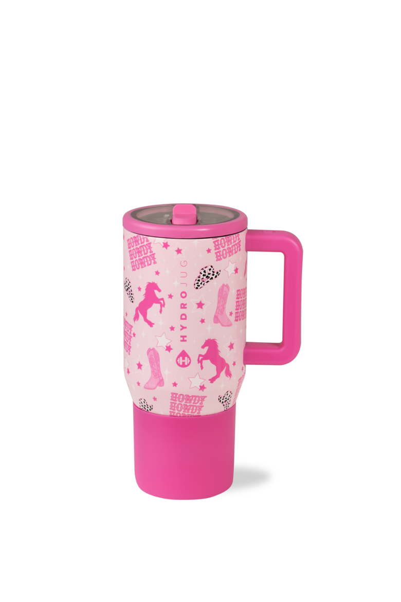 Kids Traveler Insulated Water Bottle with Flip Straw & Handle 20oz, Main, color, Cowgirl