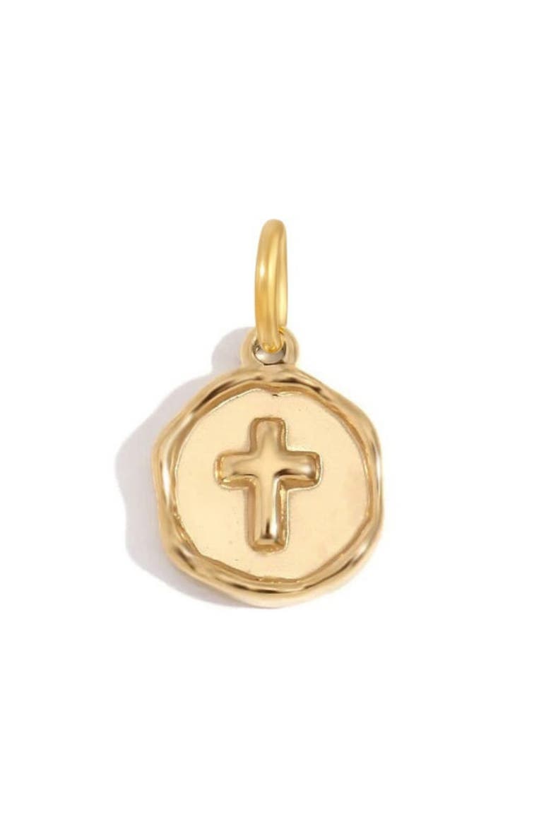 Round Cross Charm, Main, color, GOLD