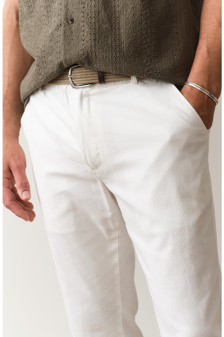 Saturday Flat Front Hemp Blend Chinos, Alternate, color, WHITE