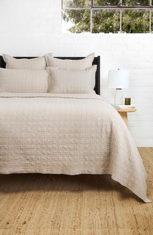 Pom Pom At Home Owen Quilted Linen Coverlet In Flax