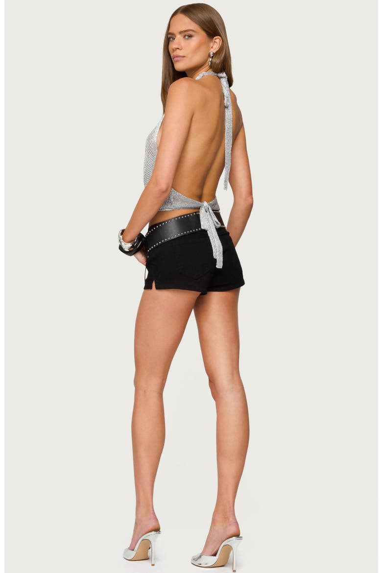Dinah Low Rise Denim Micro Shorts, Alternate, color, BLACK
