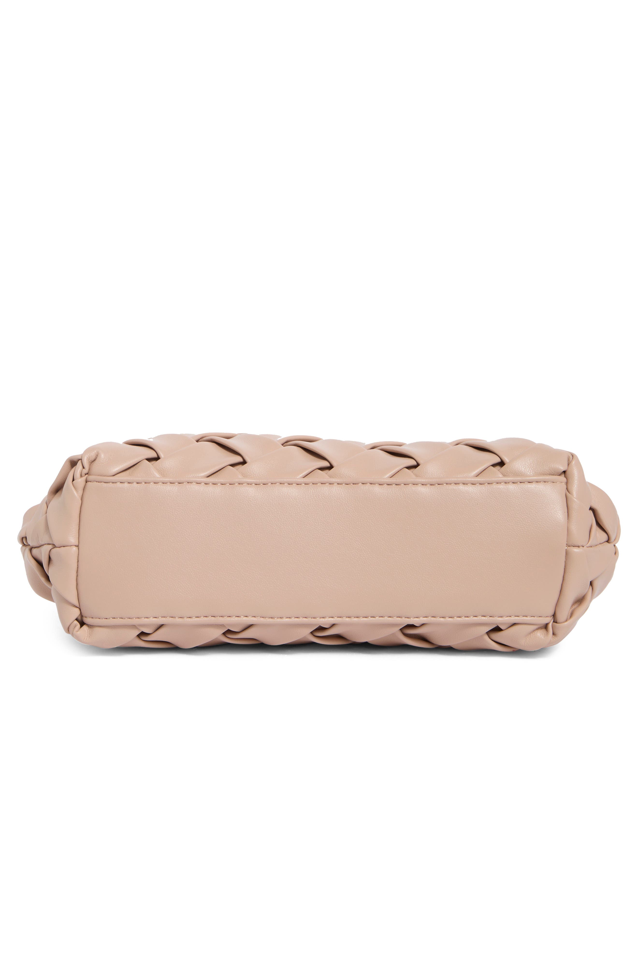 Woven Faux Leather Clutch, Alternate, color, NATURAL