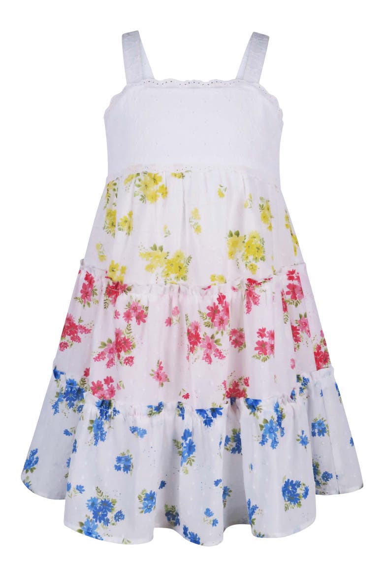 Kids' Tiered Cotton Sundress, Main, color, WHITE MULTI
