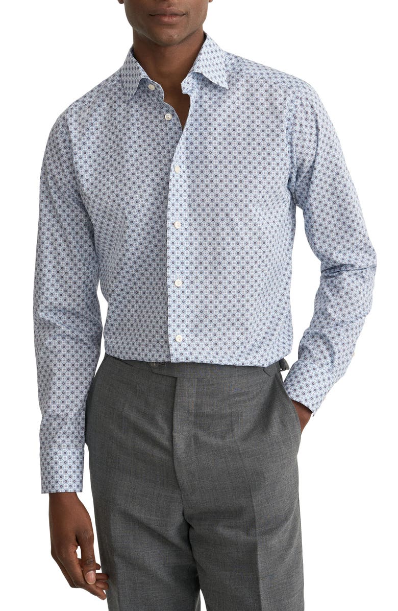 Eton Slim Fit Diamond Geometric Print Dress Shirt, Main, color, Dark Blue