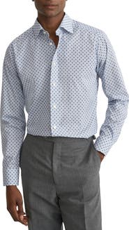 Eton Slim Fit Diamond Geometric Print Dress Shirt