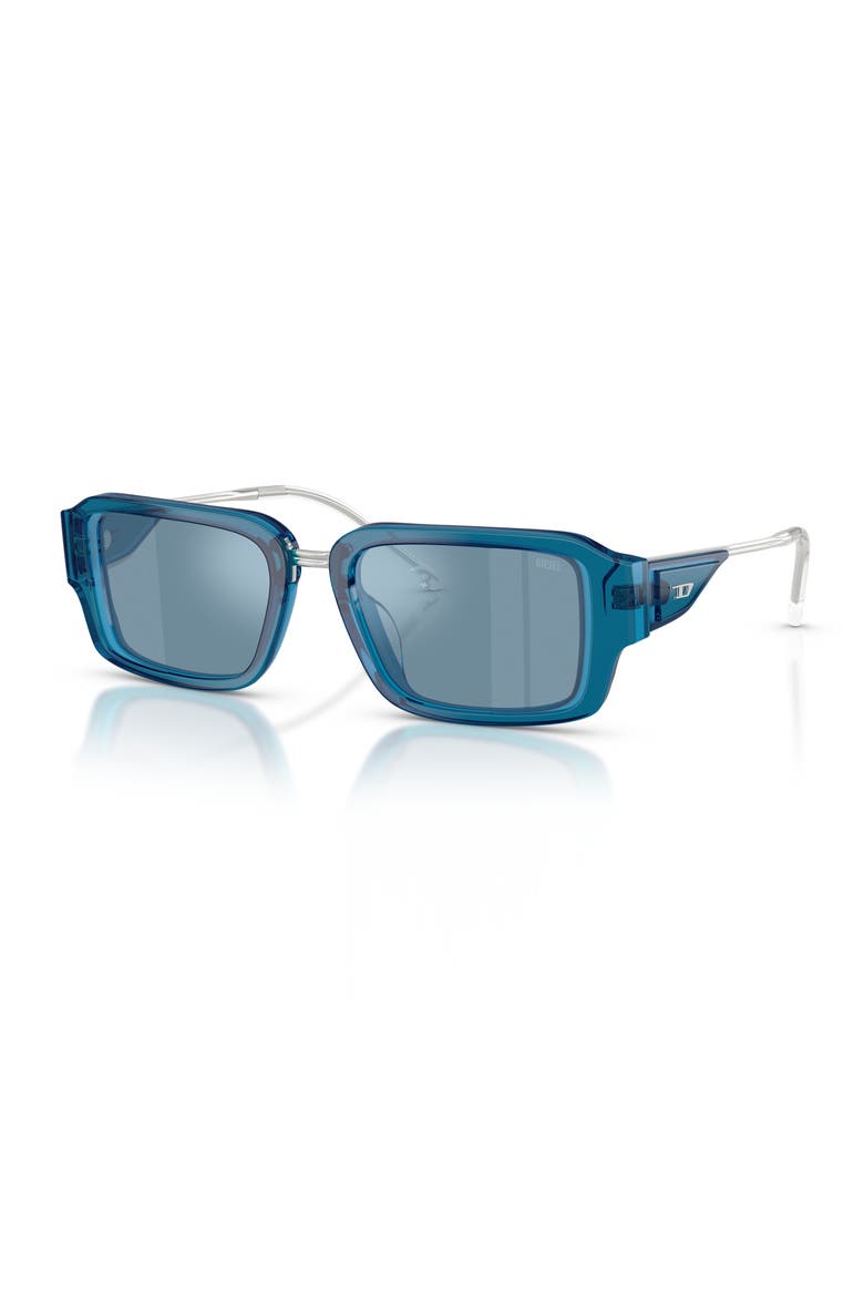52mm Rectangular Sunglasses, Alternate, color, BILAYER BLUE TRANSPARENT/ BLUE