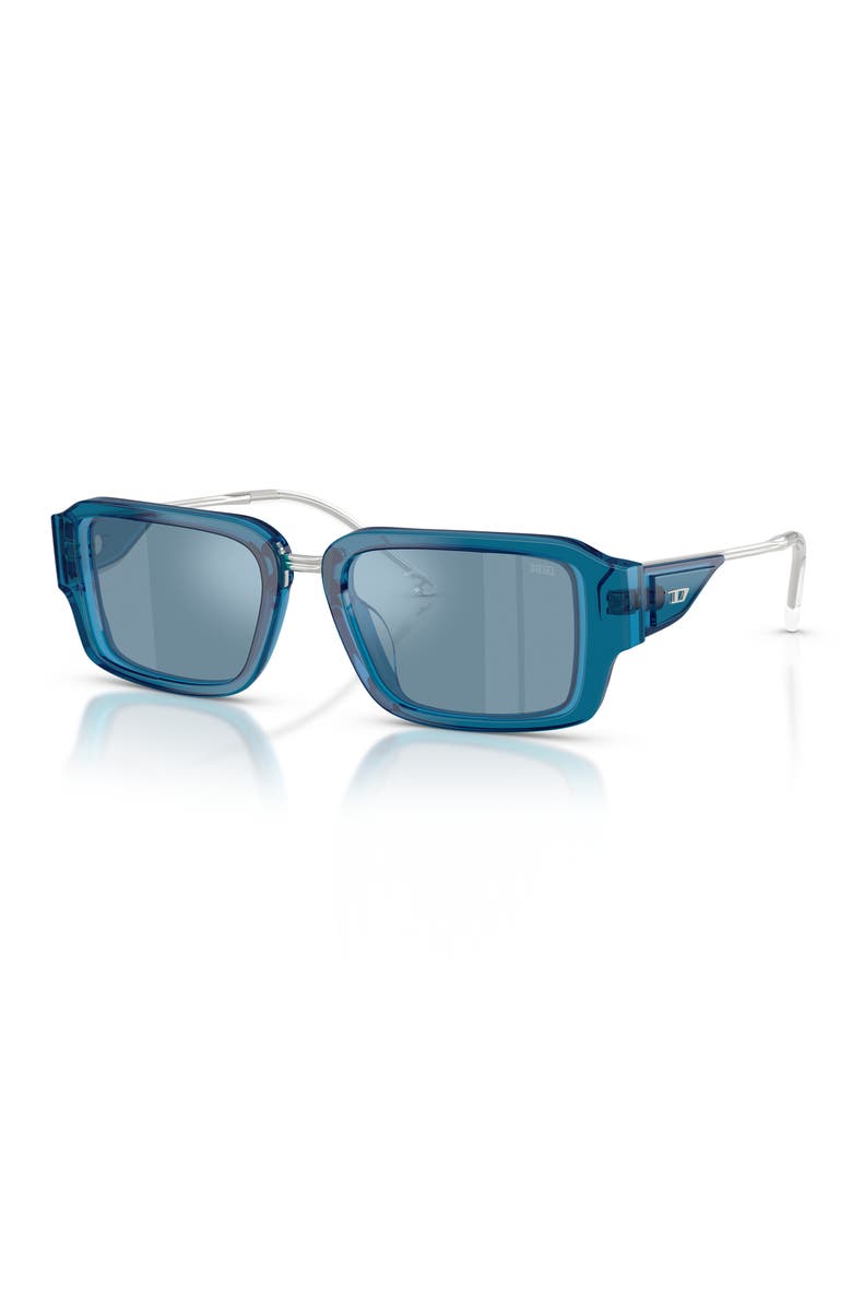 DIESEL<sup>®</sup> 52mm Rectangular Sunglasses, Alternate, color, Bilayer Blue Transparent/ Blue