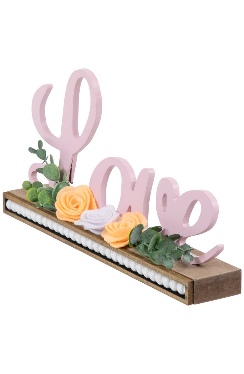 Northlight Love with Flowers Wooden Valentine's Day Sign - 11.25", Alternate, color, Pink