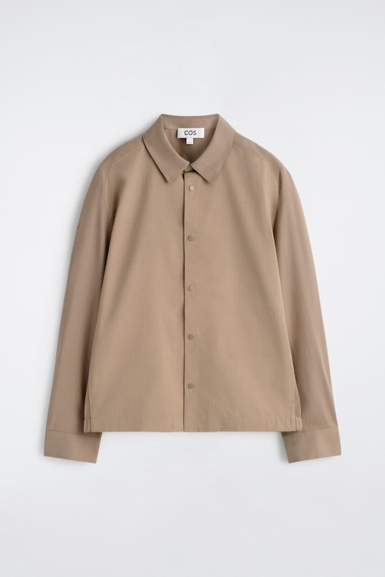 Contrast-panel Cotton Overshirt, Alternate, color, BEIGE