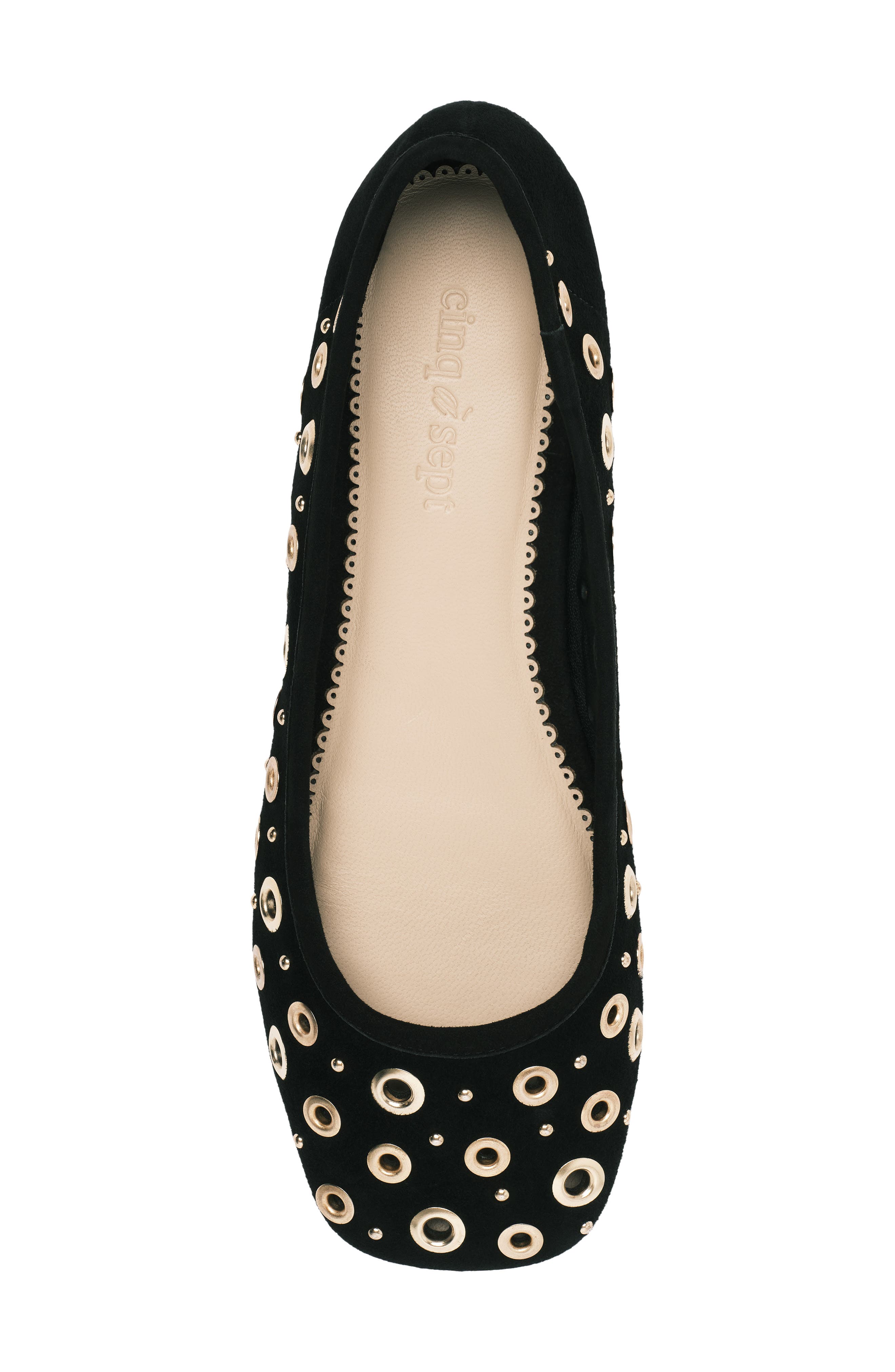 Ivy Mixed Hardware Ballet Flat, Alternate, color, BLACK