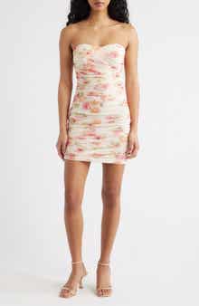 Bailey Floral Ruched Strapless Minidress