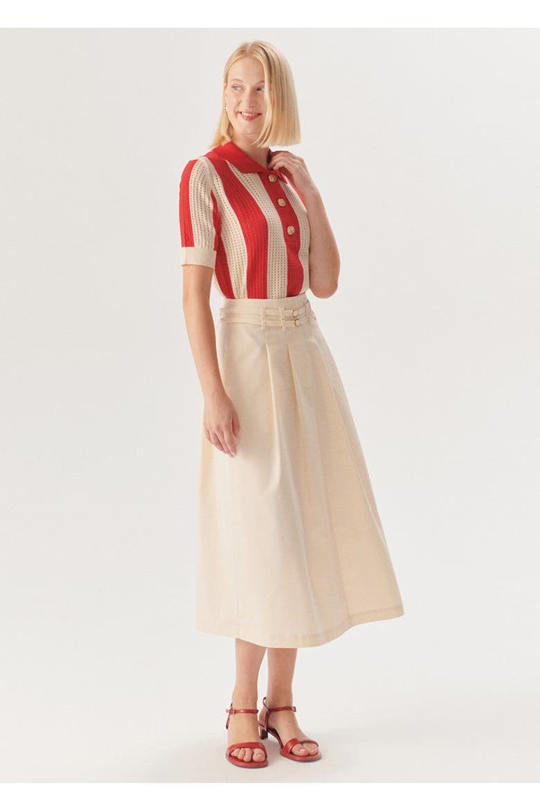 Evelynn Midi Skirt, Alternate, color, Ecru