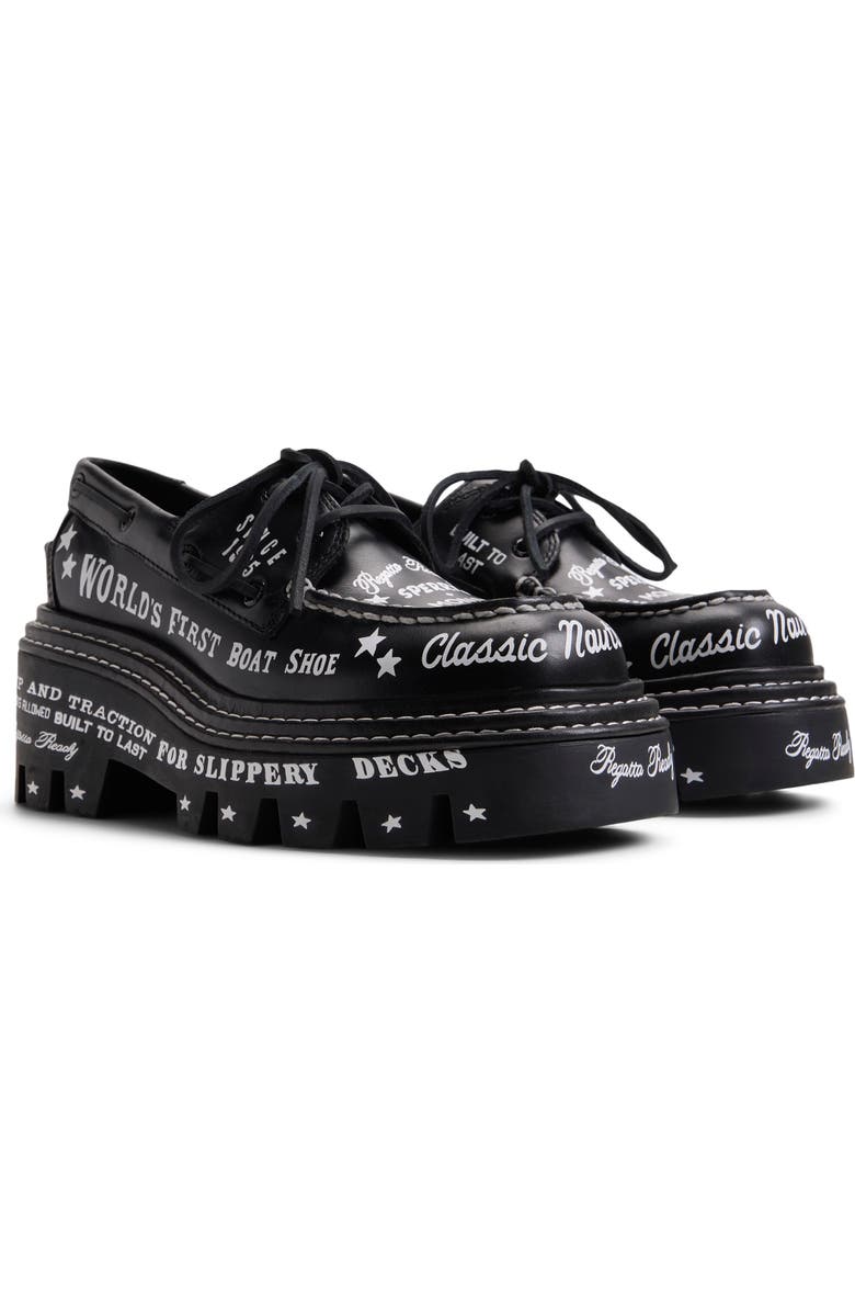 Sperry x MONSE Authentic Original 2-Eye Lug Boat Shoe, Main, color, Black Graphic