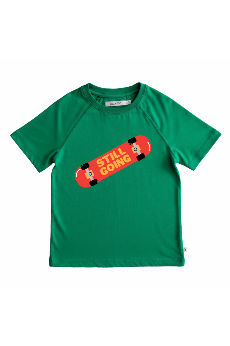 Kids' Organic Cotton Skateboard Graphic T-Shirt, Main, color, Parakeet