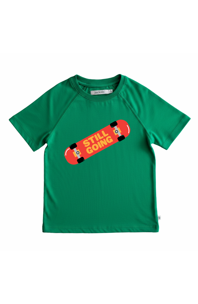 Jackalo Kids' Organic Cotton Skateboard Graphic T-Shirt, Main, color, Parakeet