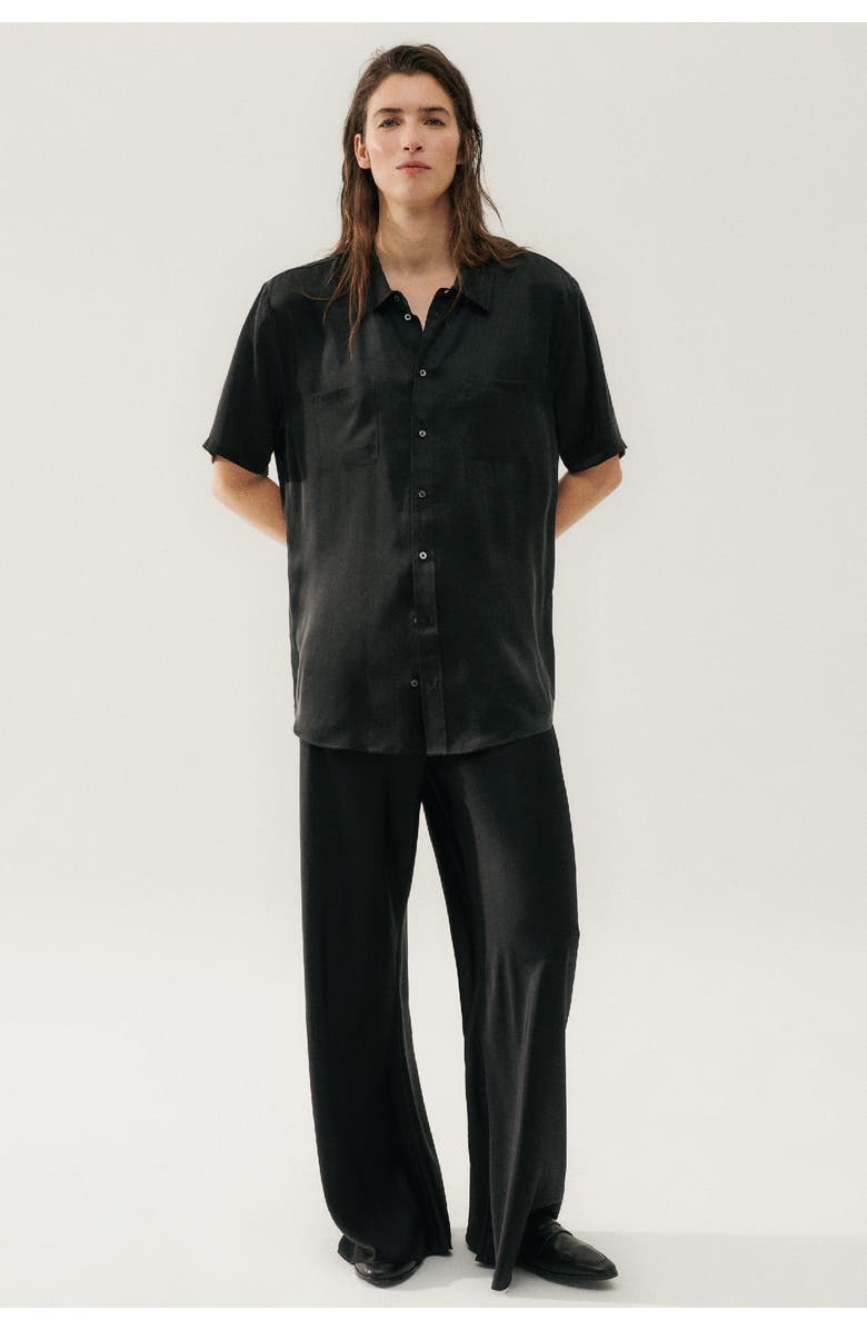 SILK LAUNDRY BIAS CUT PANTS BLACK, Alternate, color, 