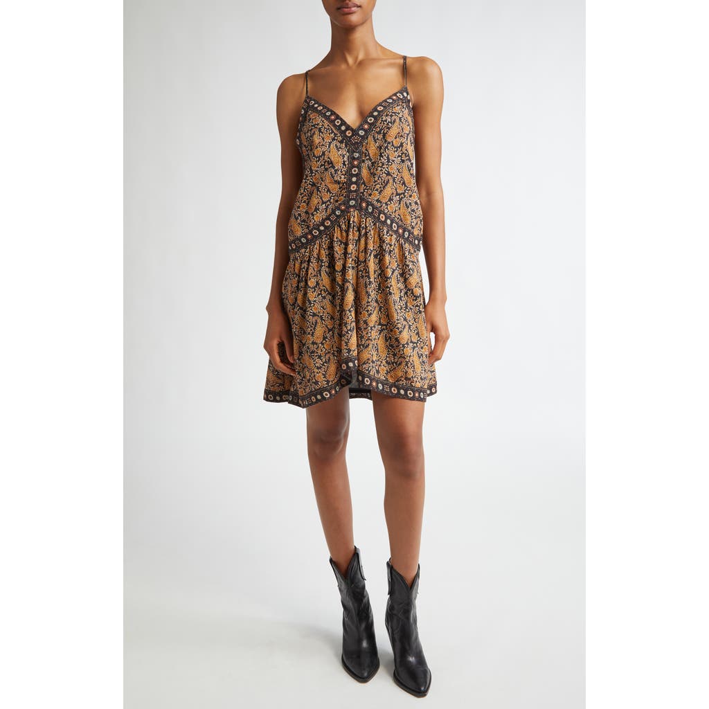 Isabel Marant Étoile Danielle Floral Cotton Blend Dress In Black/brown Multi