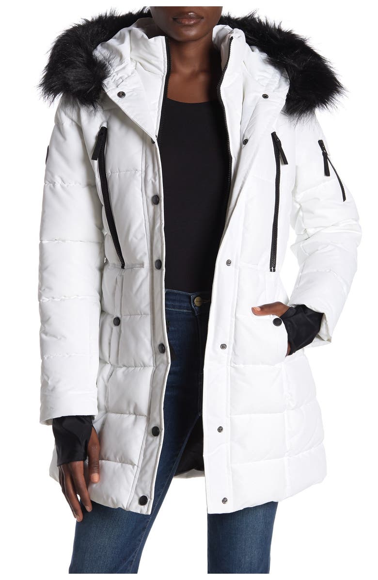 Nautica Faux Fur Trim Hooded Water-Resistant Parka Jacket, Main, color, 
