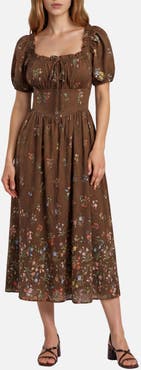 Blu Pepper Floral Puff Sleeve Midi Dress