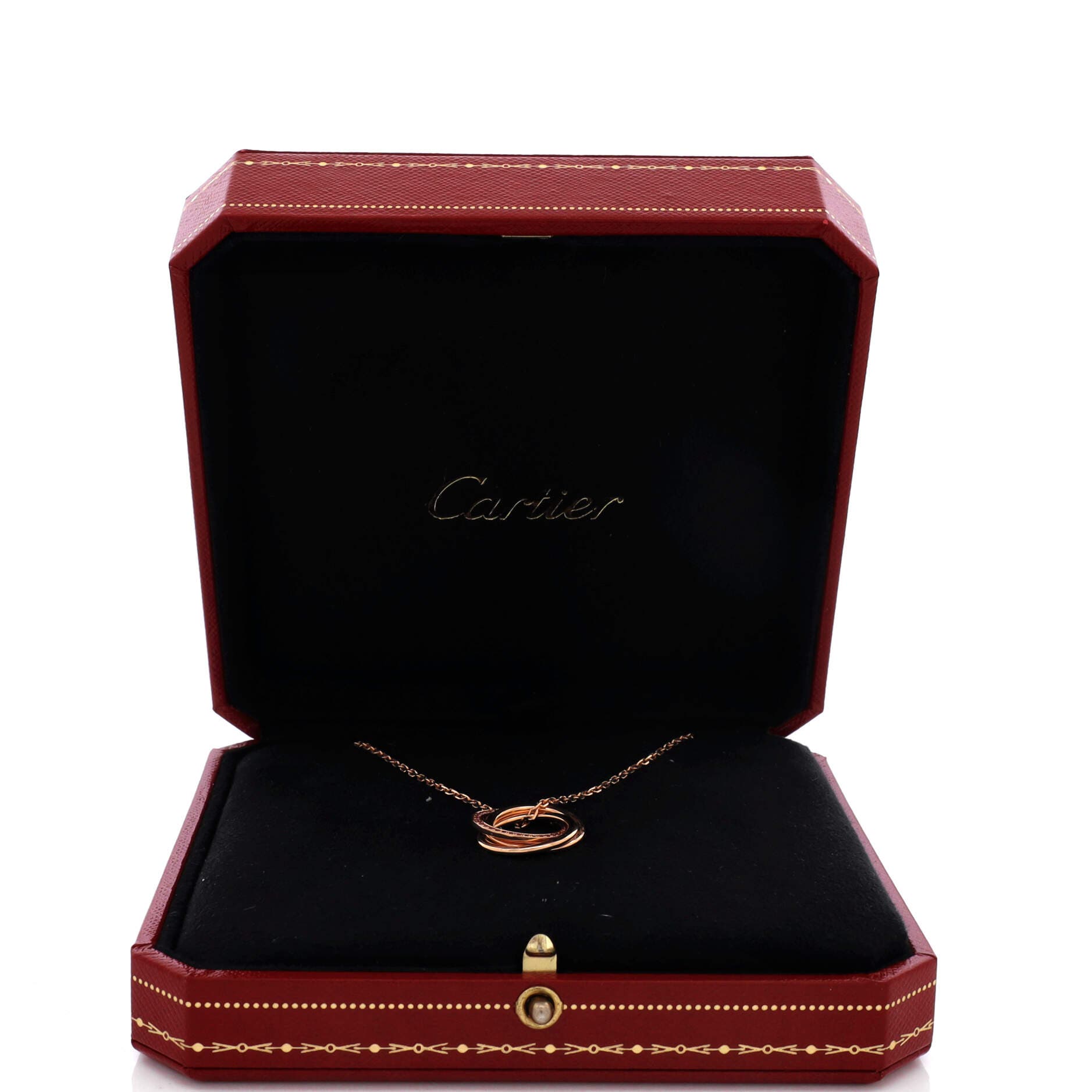 Trinity Pendant Necklace 18K Rose Gold with Pave Pink Sapphires, Alternate, color, Metallic Gold