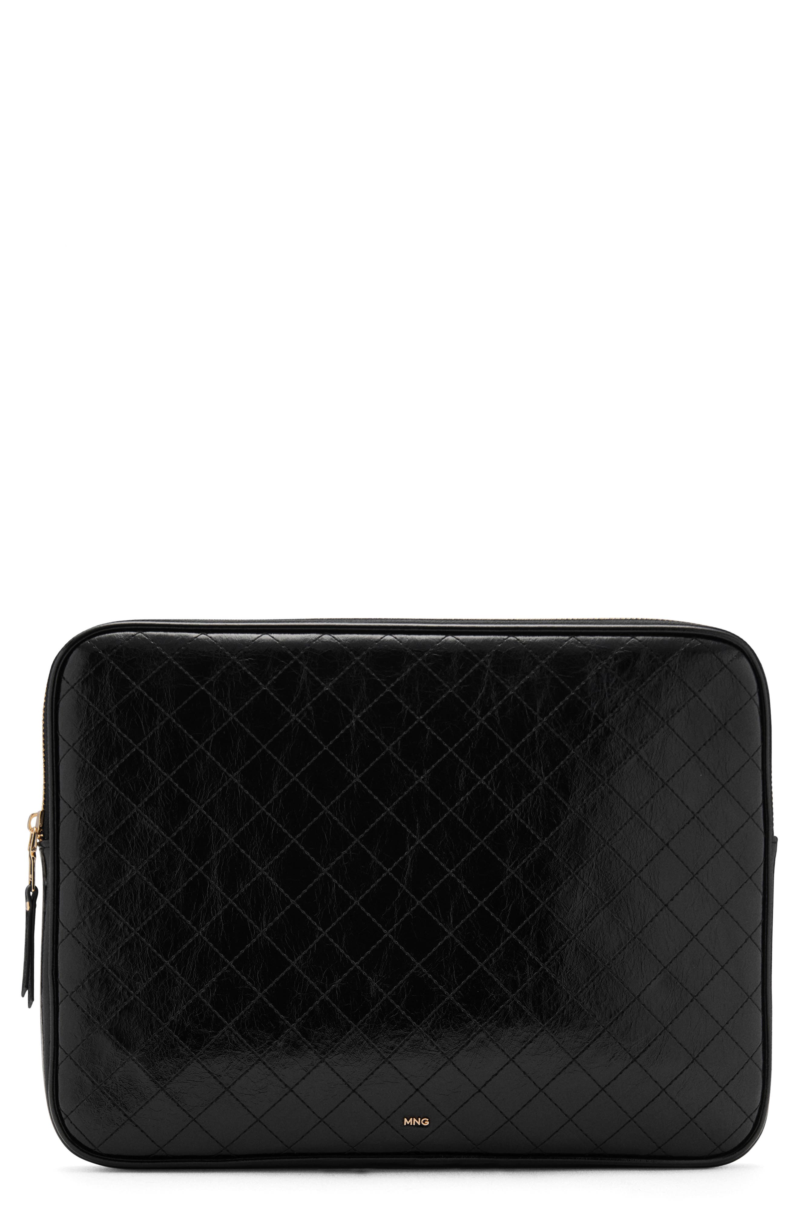 MANGO Diamond Stitch Faux Leather Laptop Case, Main, color, 