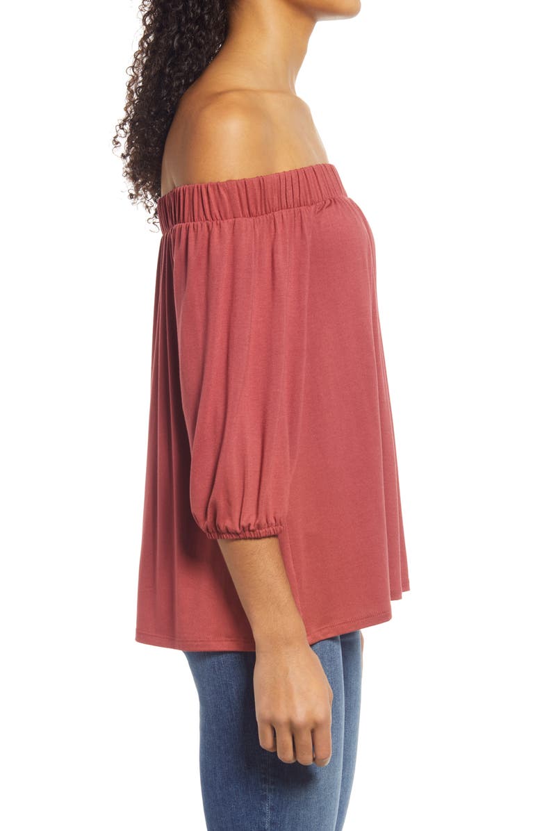 Loveappella Off the Shoulder Top, Alternate, color, Terracota