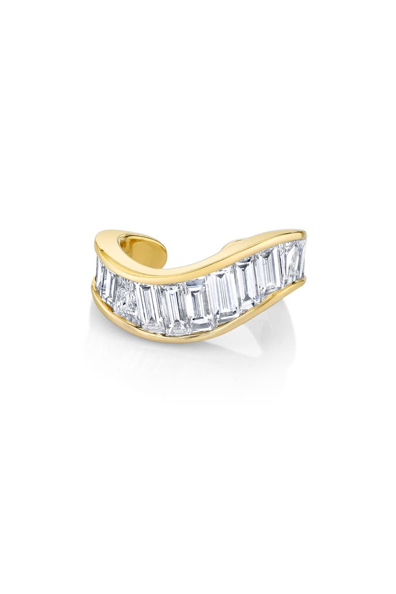Baguette Diamond Wave Ear Cuff, Main, color, 18K YELLOW GOLD