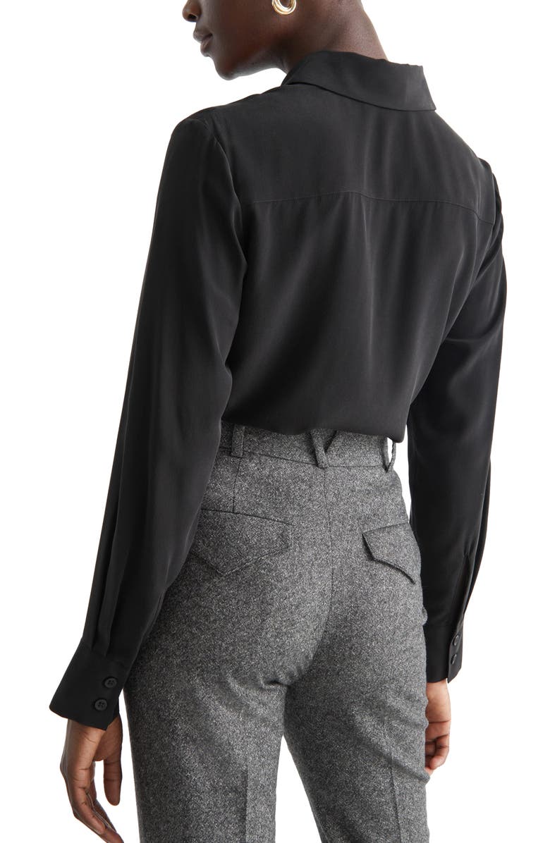 & Other Stories Shell Button Silk Blouse, Alternate, color, 