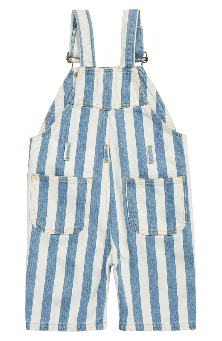 DOTTY DUNGAREES Kids
 Stonewash Stripe Stretch Cotton Denim Shortalls, Alternate, color, 