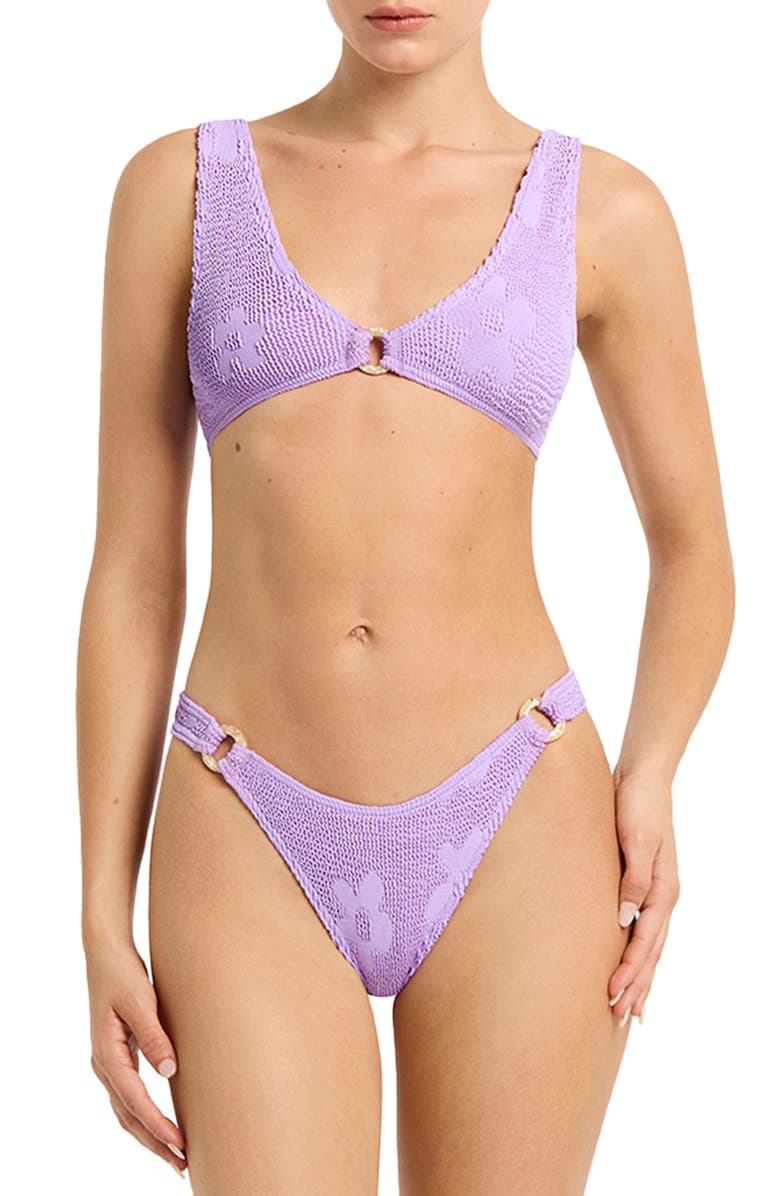 bond-eye Ring Scout Bikini Top, Alternate, color, Lavender Floral