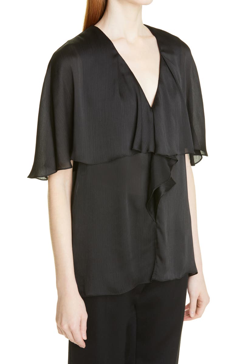 Lela Rose Cape Overlay Chiffon Blouse, Alternate, color,
