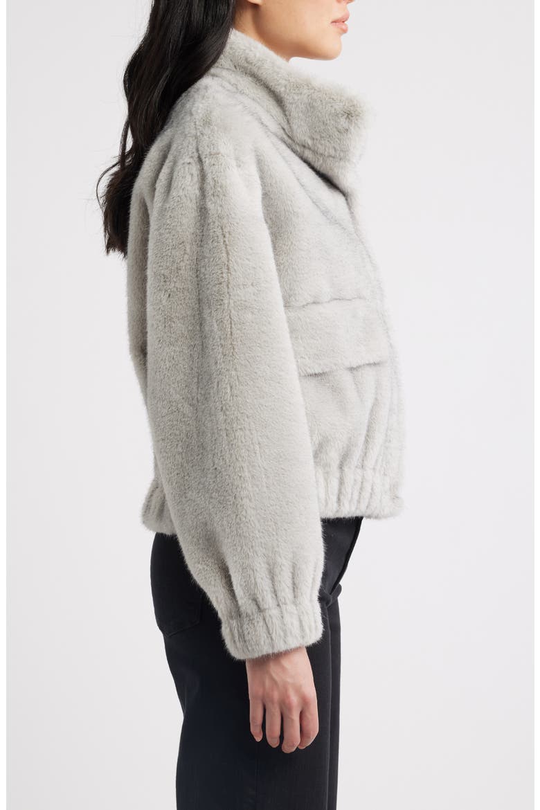 Faux Fur Bomber Jacket, Alternate, color, MOONSTONE