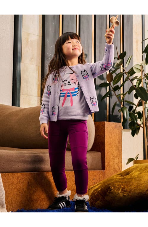 Tea Collection Iconic Bowtie Cats Cardigan In Purple