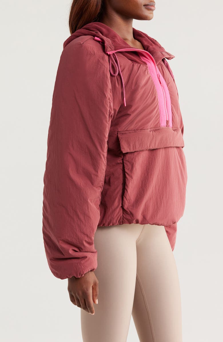 Free People FP Movement In A Pillow Water Resistant Packable Puffer Anorak, Alternate, color, Sour Cherry