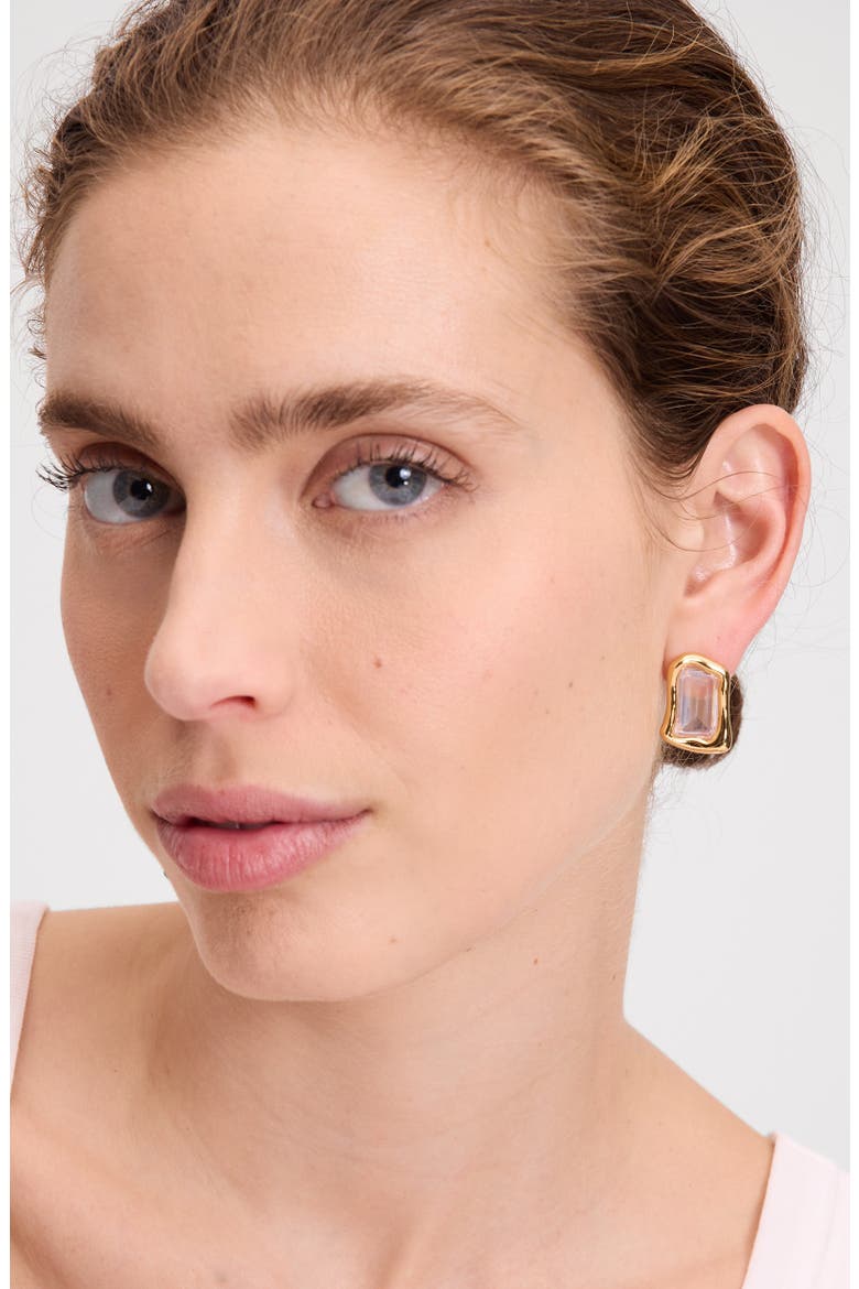 molten glass statement stud earrings, Alternate, color, CLEAR/ GOLD
