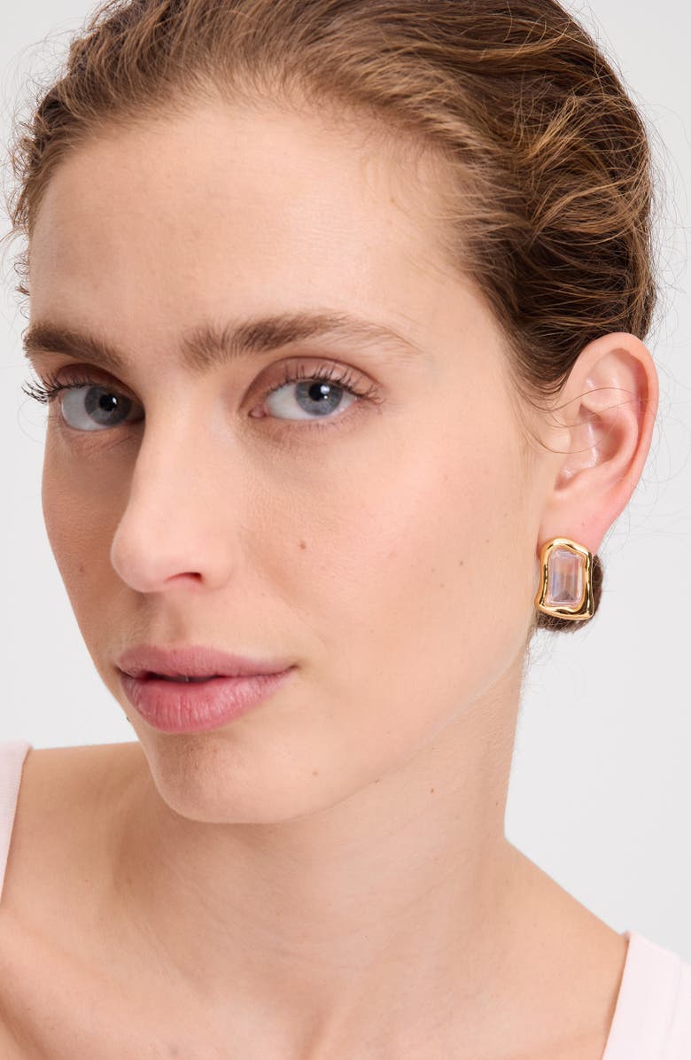 Kate Spade New York molten glass statement stud earrings, Alternate, color, Clear/ Gold