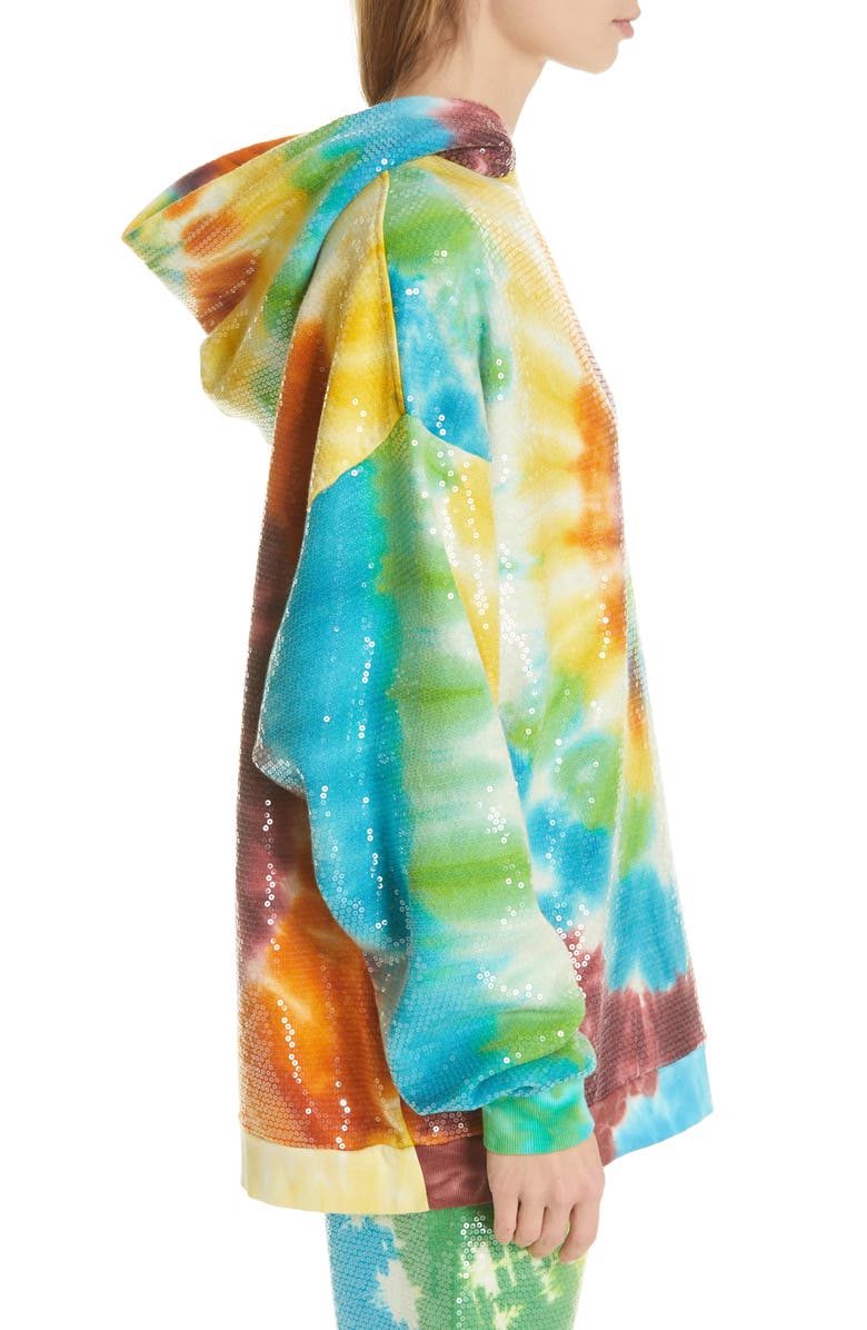 R13 Sequin Tie Dye Rainbow Hoodie, Alternate, color,