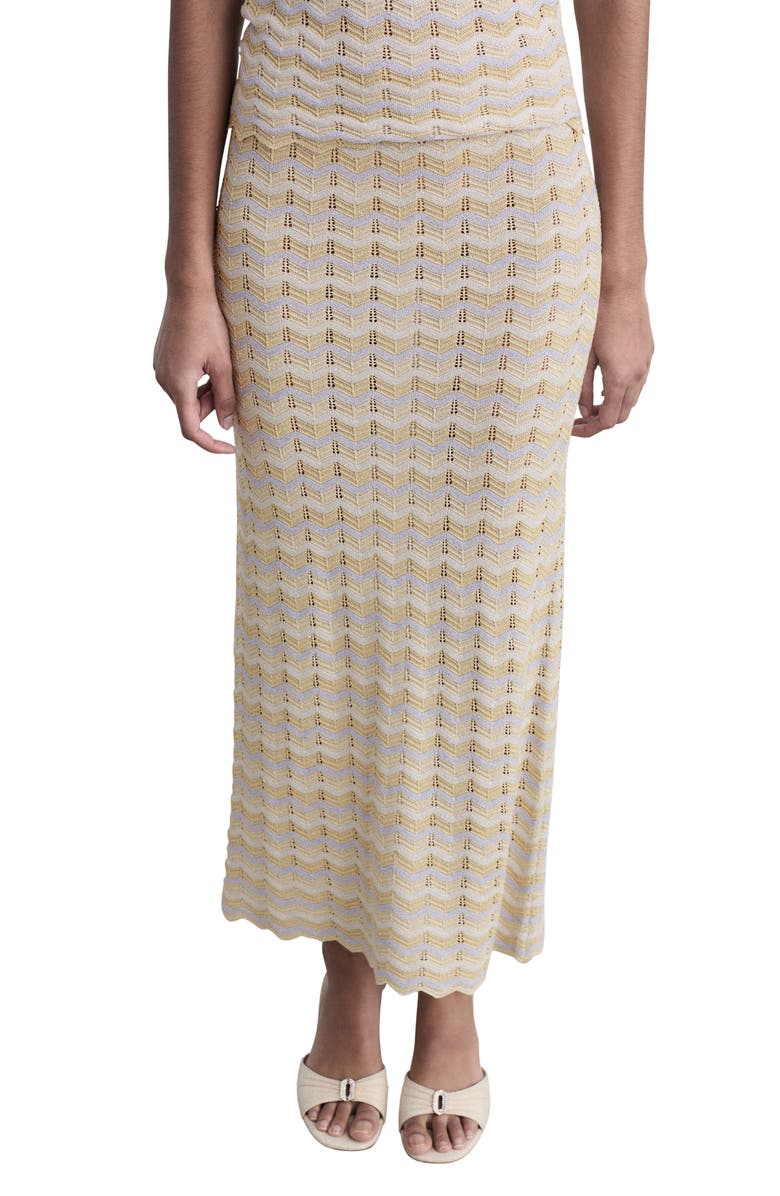MANGO Openwork Metallic Sweater Skirt, Main, color,